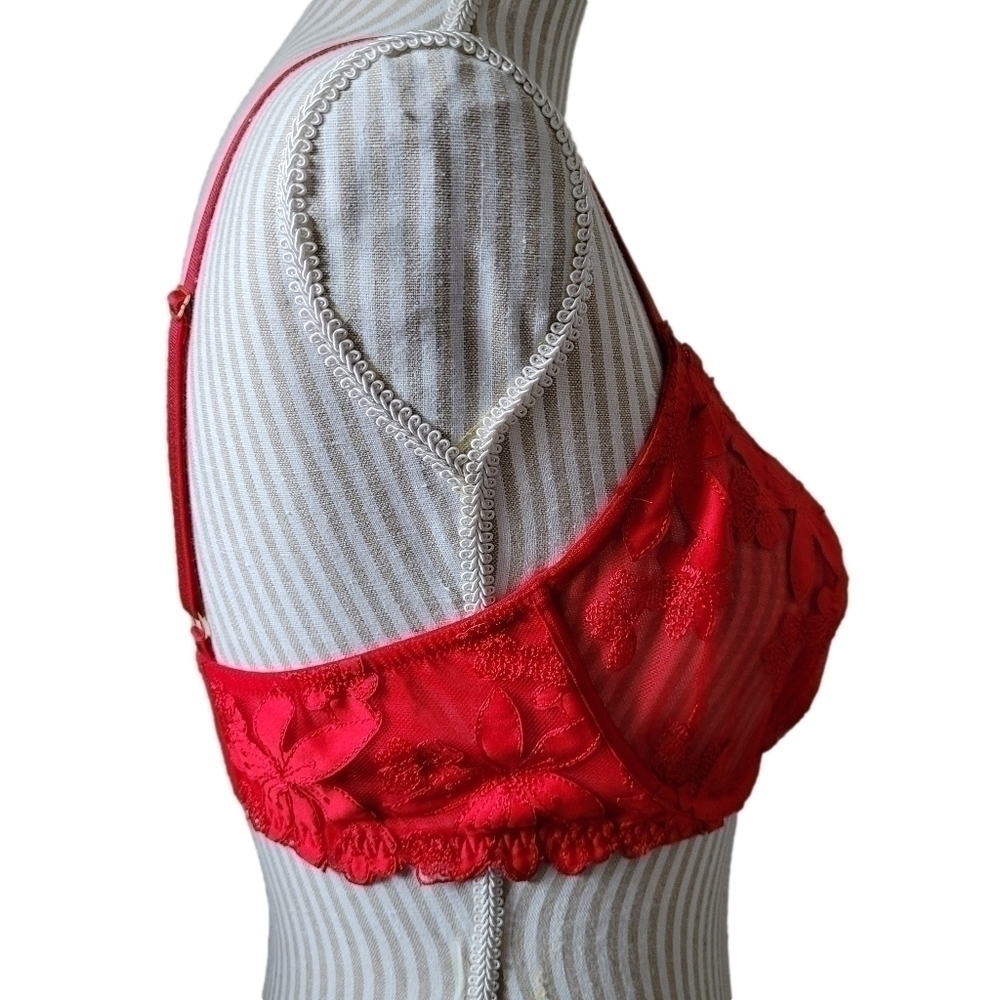 Victoria's Secret floral lace unlined plunge bra 36D NEW Without Tags - Picture 7 of 12